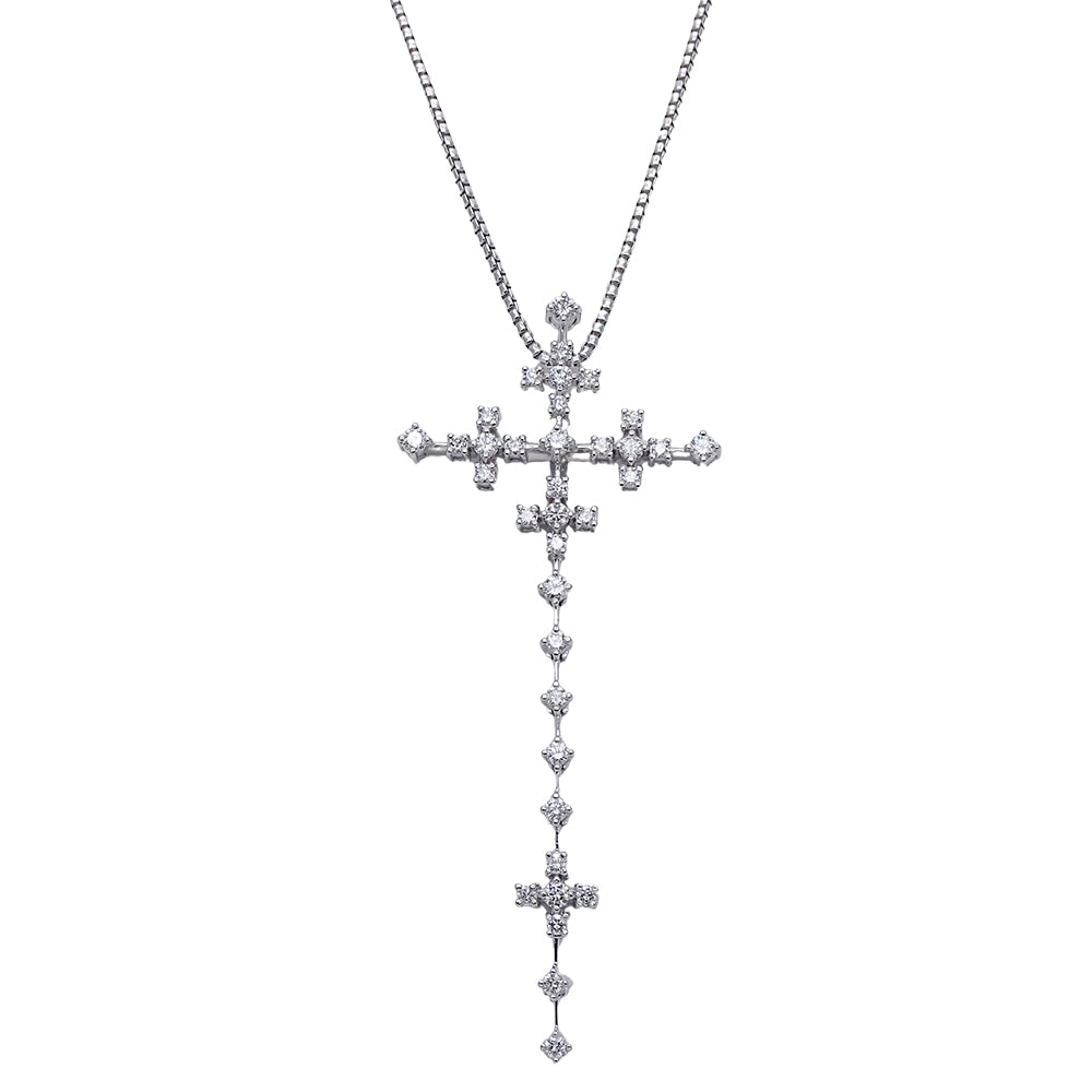 TASAKI タサキ クロス 十字架 ネックレス K18WG ホワイトゴールド ダイヤモンド レディース 磨き済み 【中古】