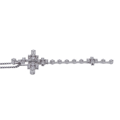 TASAKI タサキ クロス 十字架 ネックレス K18WG ホワイトゴールド ダイヤモンド レディース 磨き済み 【中古】