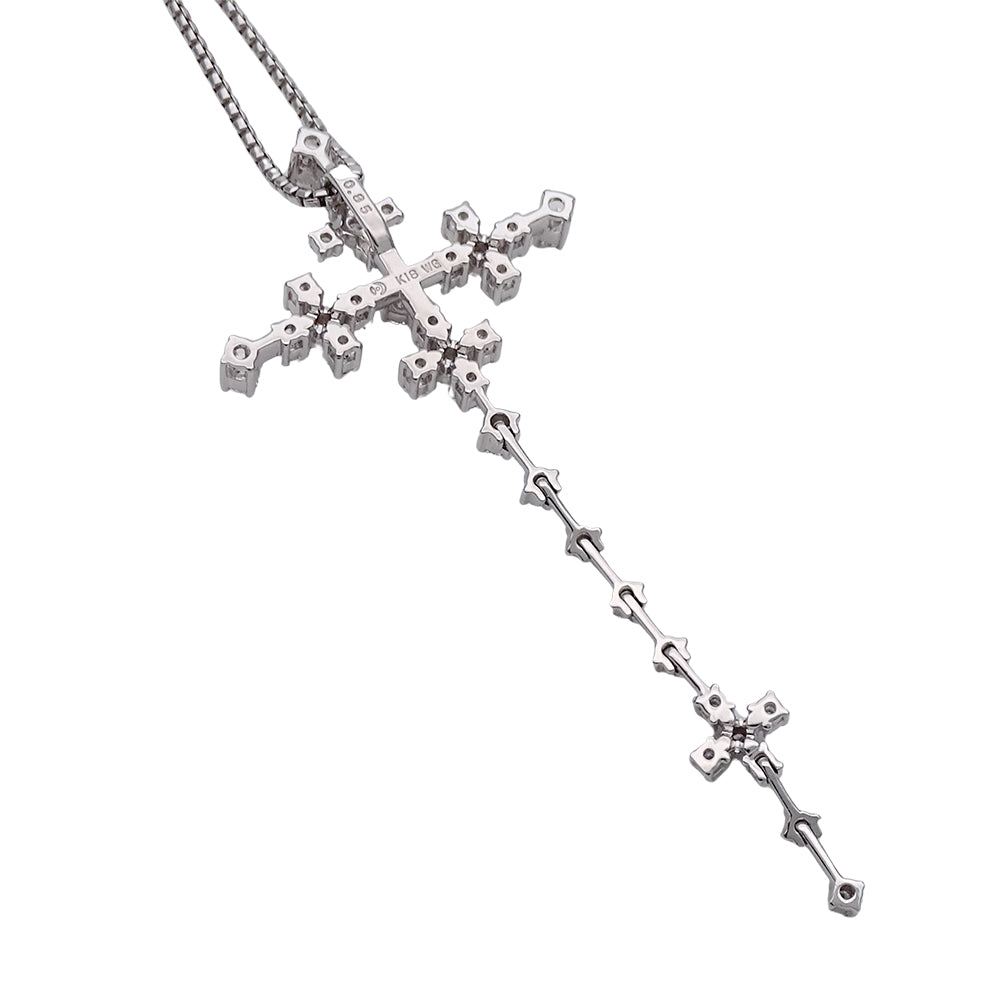 TASAKI タサキ クロス 十字架 ネックレス K18WG ホワイトゴールド ダイヤモンド レディース 磨き済み 【中古】