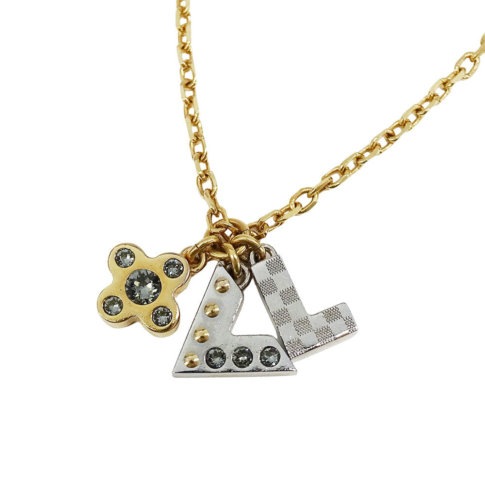 LOUIS VUITTON ルイ・ヴィトン パンダンティフ・ラブレターズ ネックレス メタル ゴールド シルバー レディース M75421 【中古】