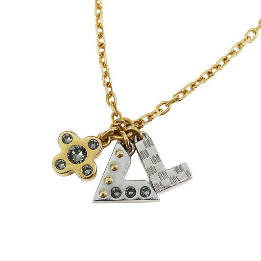 LOUIS VUITTON ルイ・ヴィトン パンダンティフ・ラブレターズ ネックレス メタル ゴールド シルバー レディース M75421 【中古】