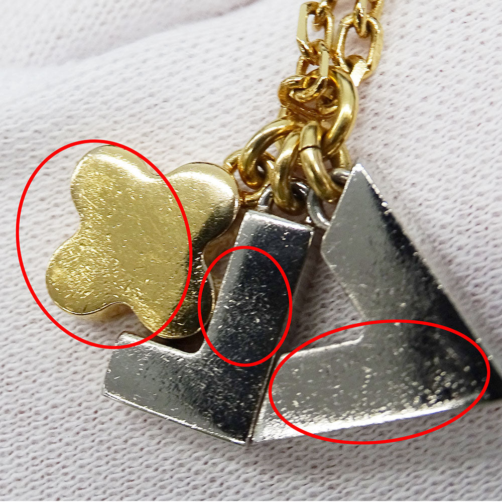 LOUIS VUITTON ルイ・ヴィトン パンダンティフ・ラブレターズ ネックレス メタル ゴールド シルバー レディース M75421 【中古】