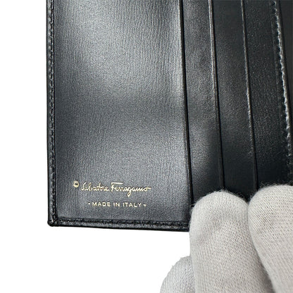 Ferragamo フェラガモ 二つ折り財布 ヴァラ ブラック レザー レディース 【中古】