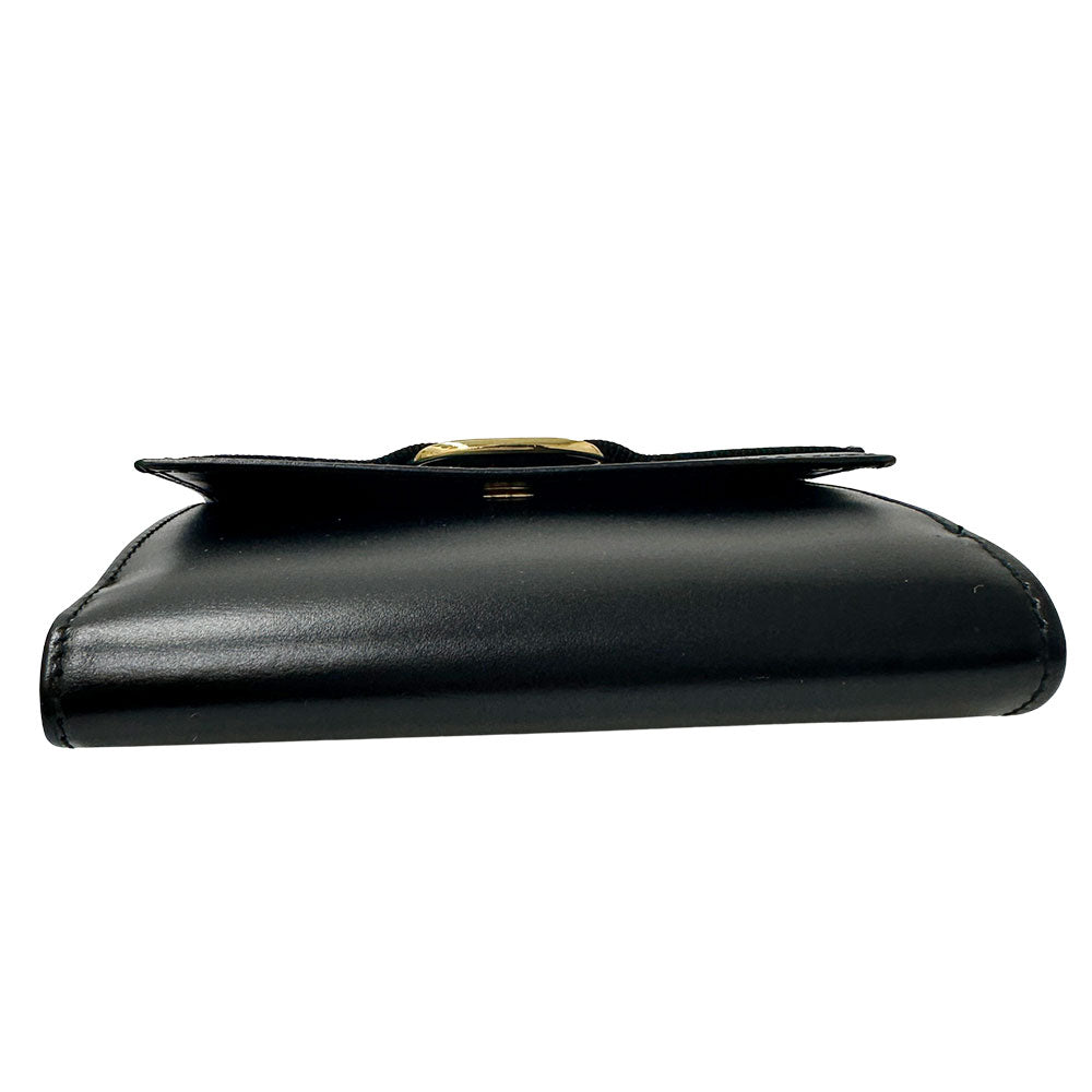 Ferragamo フェラガモ 二つ折り財布 ヴァラ ブラック レザー レディース 【中古】