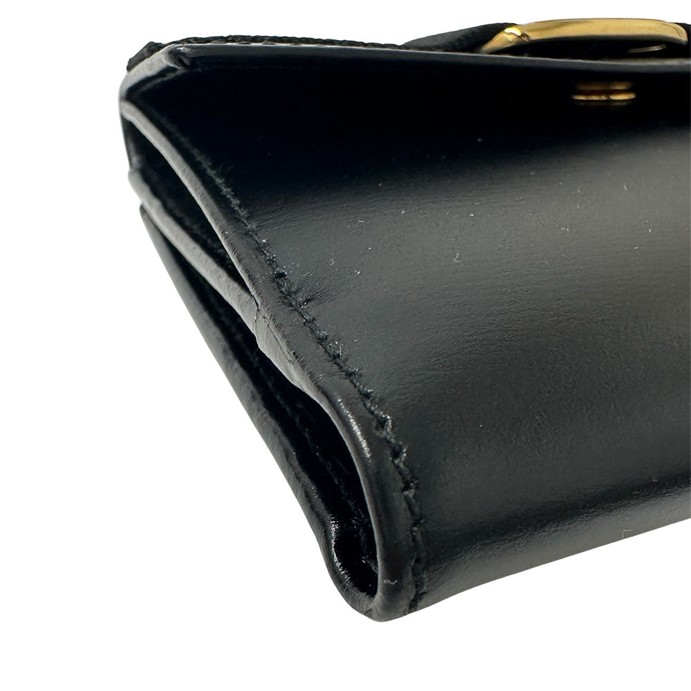 Ferragamo フェラガモ 二つ折り財布 ヴァラ ブラック レザー レディース 【中古】
