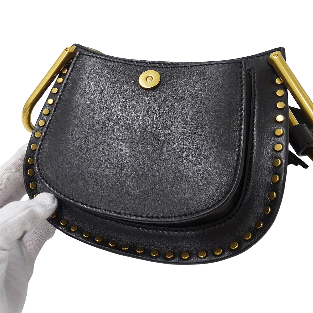 Chloe クロエ ハドソン ショルダーバッグ ブラック レザー レディース 【中古】