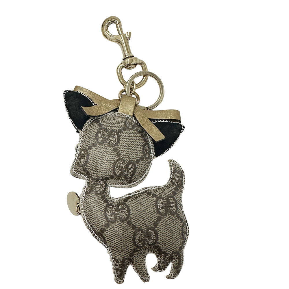 GUCCI グッチ キーホルダー グッチョリ チワワ GGスプリームキャンバス ベージュ ブラウン レディース 【中古】