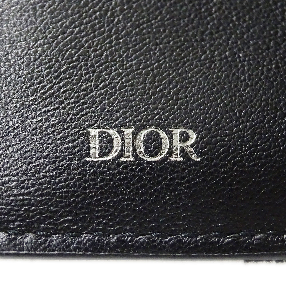 Dior ディオール 三つ折り財布 オブリーク ネイビー ジャガード レディース 【中古】