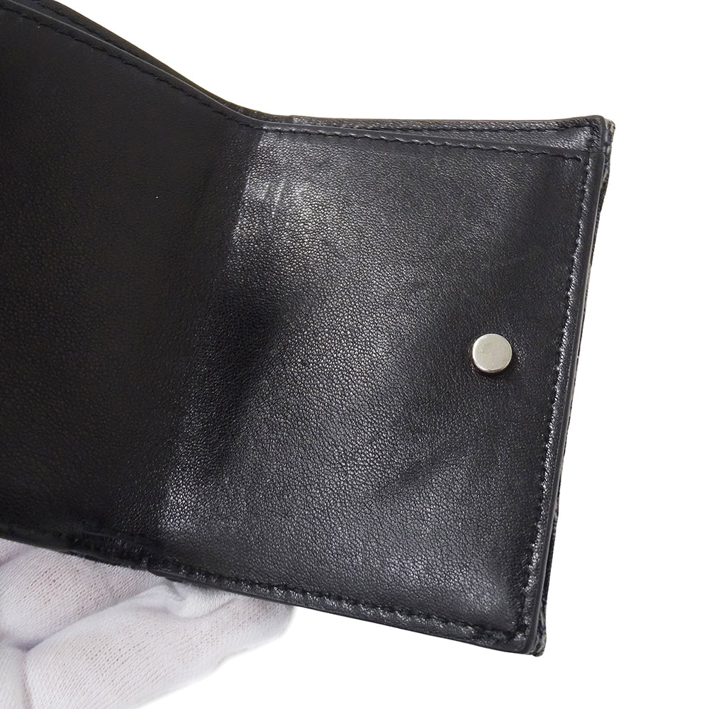 Dior ディオール 三つ折り財布 オブリーク ネイビー ジャガード レディース 【中古】