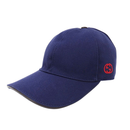 GUCCI グッチ キャップ インターロッキングG ネイビー 387554 コットン Sサイズ レディース メンズ 【中古】