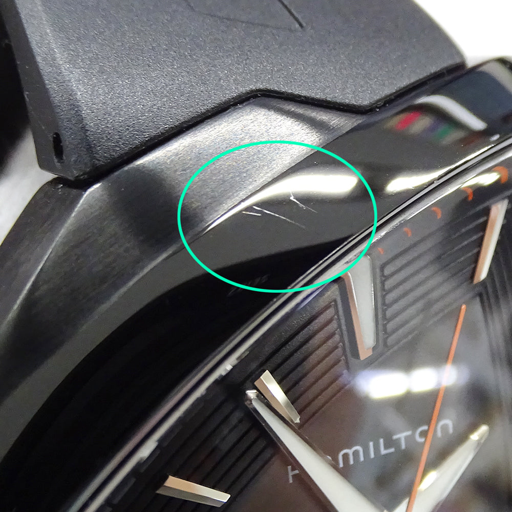 HAMILTON ハミルトン ベンチュラ エルヴィス80 H245850 メンズ 腕時計 デイト 自動巻き AT ステンレス SS ラバー ブラック 裏スケ 【中古】