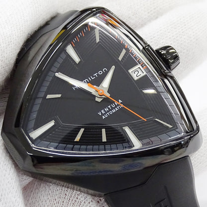 HAMILTON ハミルトン ベンチュラ エルヴィス80 H245850 メンズ 腕時計 デイト 自動巻き AT ステンレス SS ラバー ブラック 裏スケ 【中古】