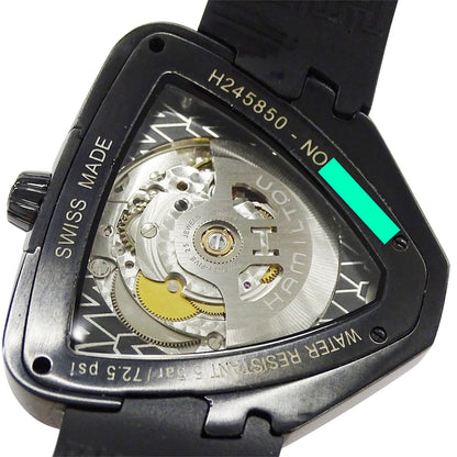 HAMILTON ハミルトン ベンチュラ エルヴィス80 H245850 メンズ 腕時計 デイト 自動巻き AT ステンレス SS ラバー ブラック 裏スケ 【中古】