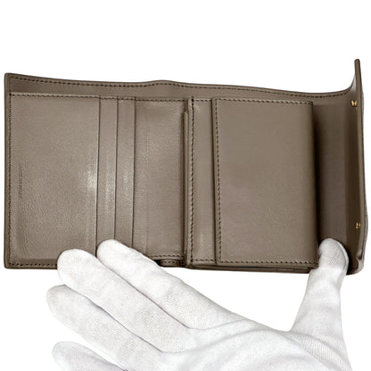 CELINE セリーヌ スモールトリフォールドウォレット 三つ折り財布 グレー レザー レディース 【中古】