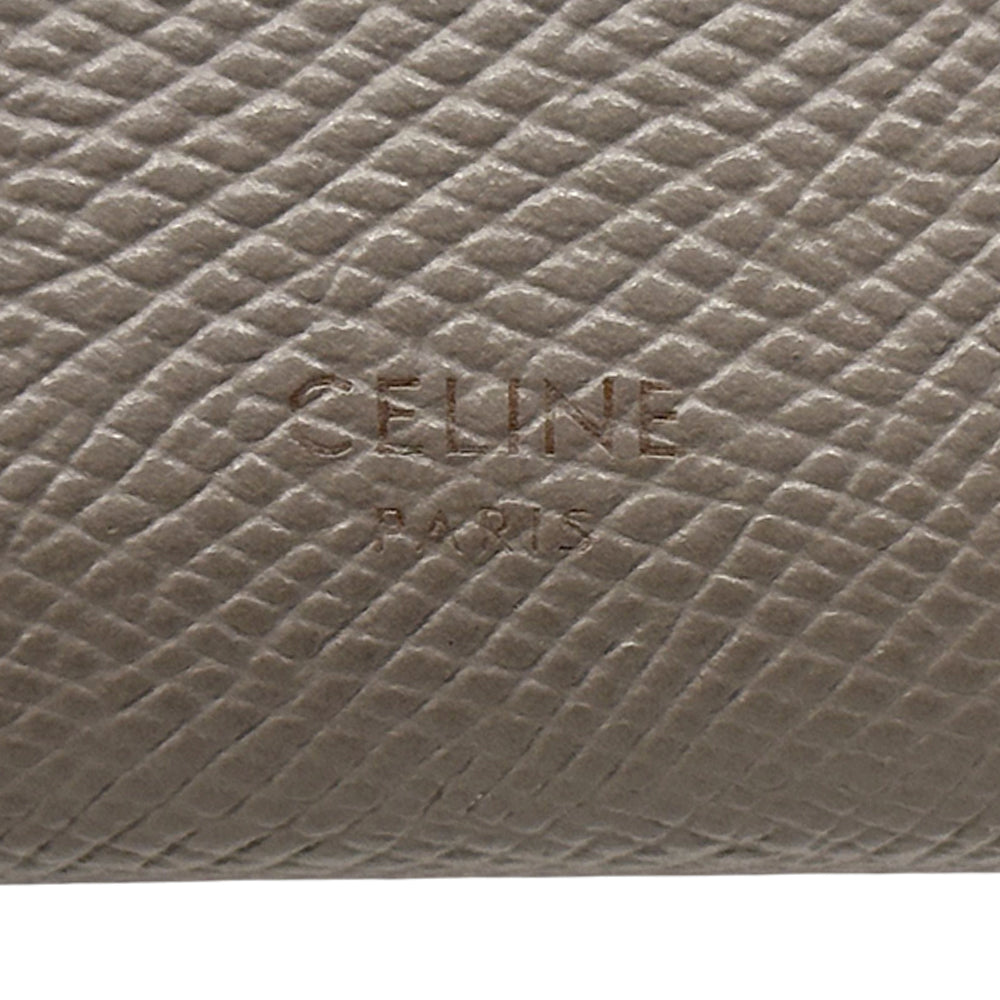 CELINE セリーヌ スモールトリフォールドウォレット 三つ折り財布 グレー レザー レディース 【中古】