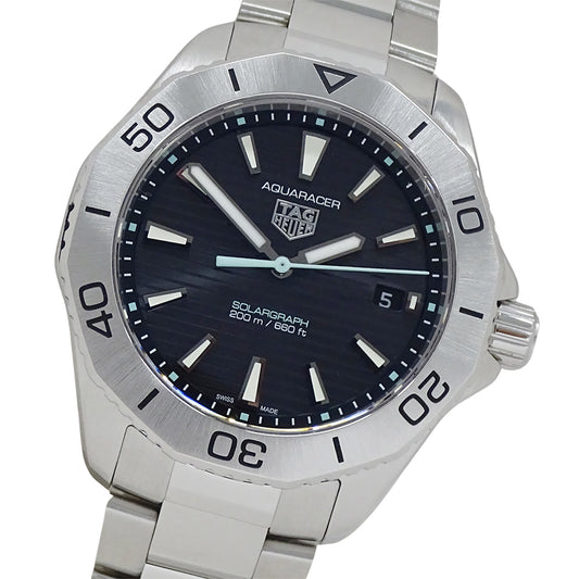TAG Heuer タグホイヤー アクアレーサー WBP1114 BA0000 メンズ 腕時計 デイト ソーラーグラフ ステンレス SS シルバー ブラック 磨き済み 【中古】