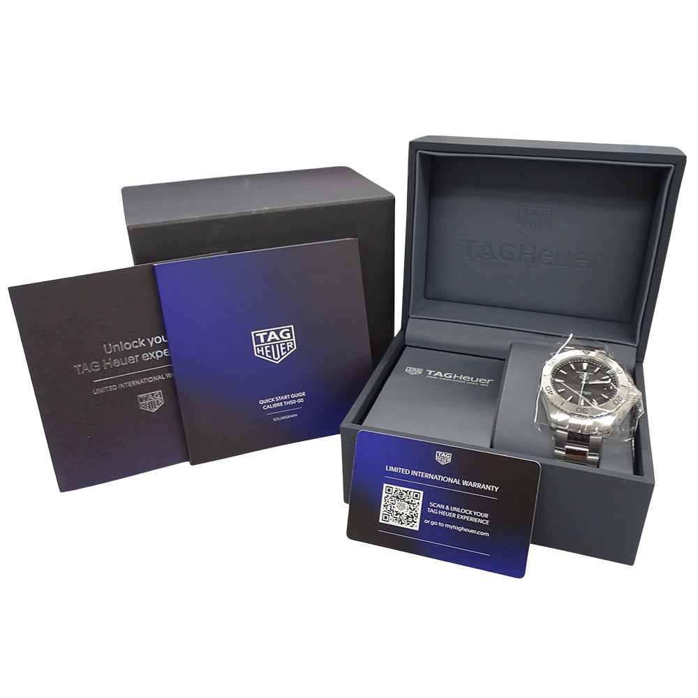 TAG Heuer タグホイヤー アクアレーサー WBP1114 BA0000 メンズ 腕時計 デイト ソーラーグラフ ステンレス SS シルバー ブラック 磨き済み 【中古】