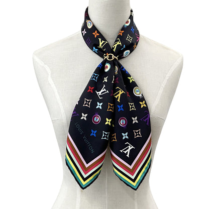 LOUIS VUITTON ルイ・ヴィトン アイラブモノグラム・スカーフ スカーフ モノグラム マルチカラー ノワール ブラック マルチカラー M72124 シルク レディース 【中古】
