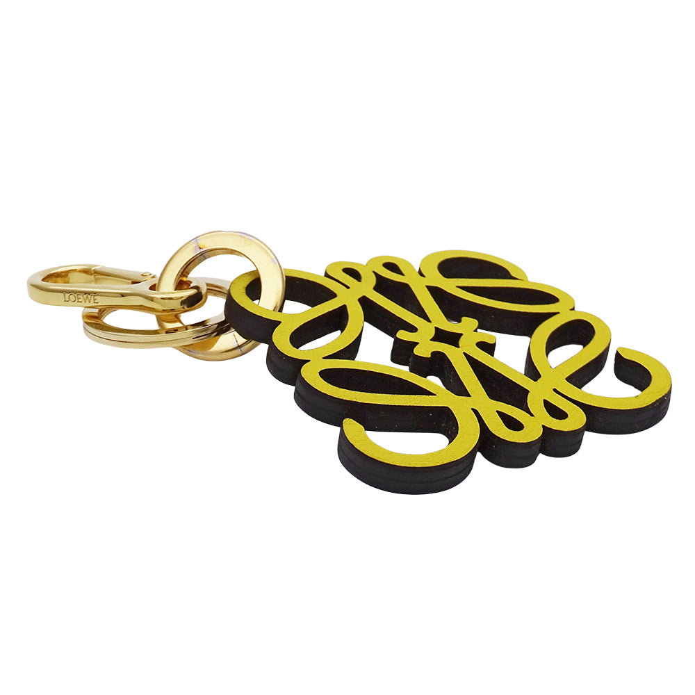 LOEWE ロエベ キーリング キーホルダー アナグラム レザー イエロー レディース メンズ 【中古】