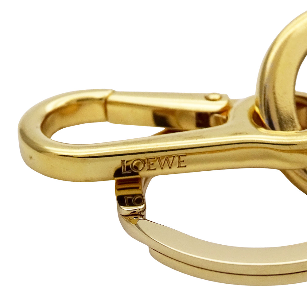 LOEWE ロエベ キーリング キーホルダー アナグラム レザー イエロー レディース メンズ 【中古】