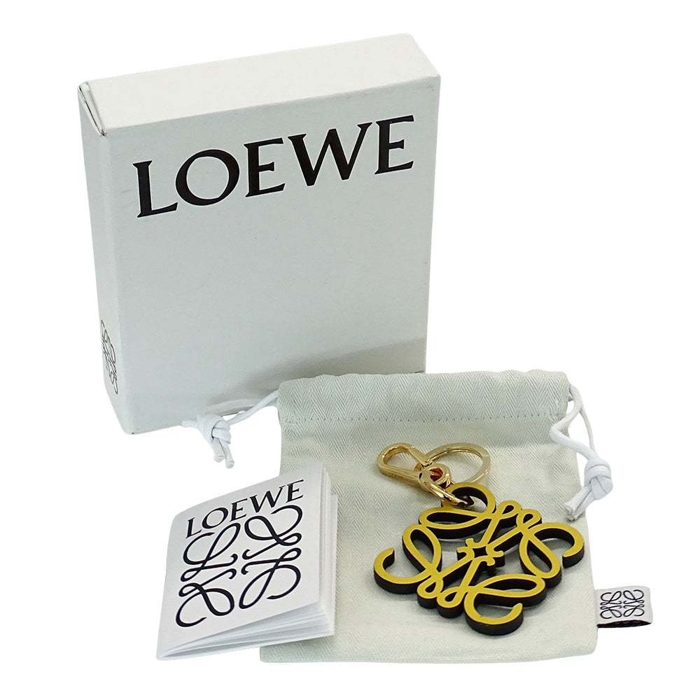 LOEWE ロエベ キーリング キーホルダー アナグラム レザー イエロー レディース メンズ 【中古】