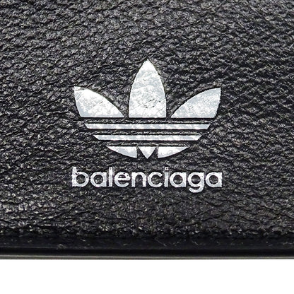 BALENCIAGA バレンシアガ adidas ミニウォレット 三つ折り財布 ブラック 721893 レザー レディース メンズ 【中古】