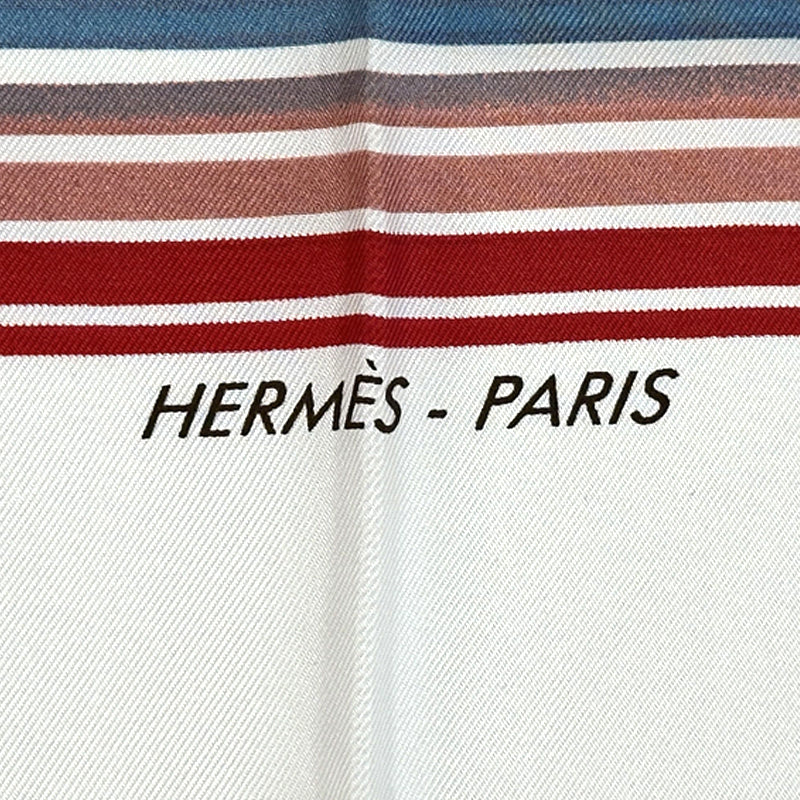 HERMES エルメス カレ90 FAUBOURG EXPRESS フォーブルエクスプレス スカーフ ホワイト レインボー シルク レディース 【中古】