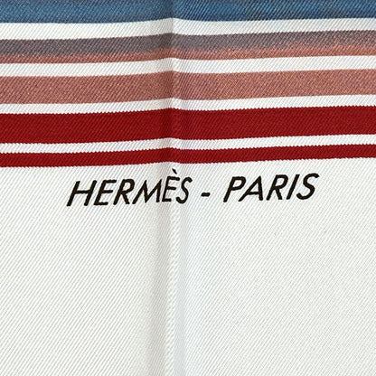 HERMES エルメス カレ90 FAUBOURG EXPRESS フォーブルエクスプレス スカーフ ホワイト レインボー シルク レディース 【中古】