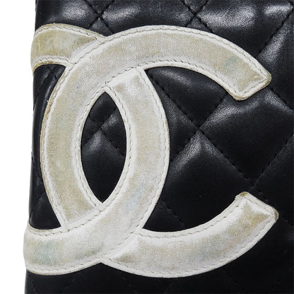 CHANEL シャネル 長財布 カンボン ブラック シルバー金具 ラムスキン レディース 【中古】