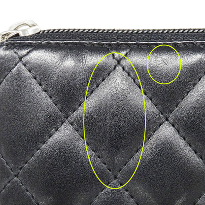 CHANEL シャネル 長財布 カンボン ブラック シルバー金具 ラムスキン レディース 【中古】