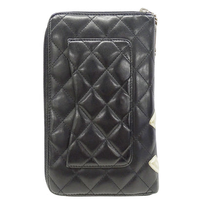 CHANEL シャネル 長財布 カンボン ブラック シルバー金具 ラムスキン レディース 【中古】