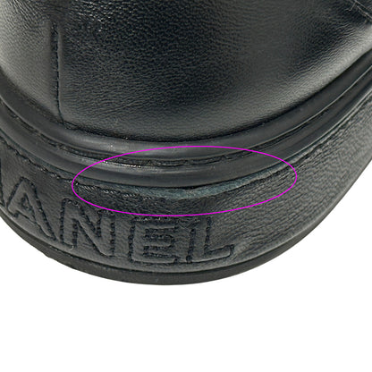 CHANEL シャネル スリッポン スニーカー マトラッセ 39 25cm ブラック ゴールド金具 レザー レディース 【中古】