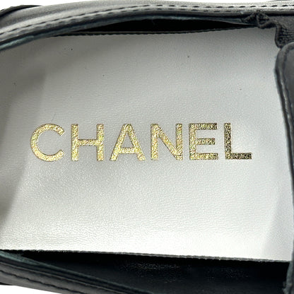 CHANEL シャネル スリッポン スニーカー マトラッセ 39 25cm ブラック ゴールド金具 レザー レディース 【中古】
