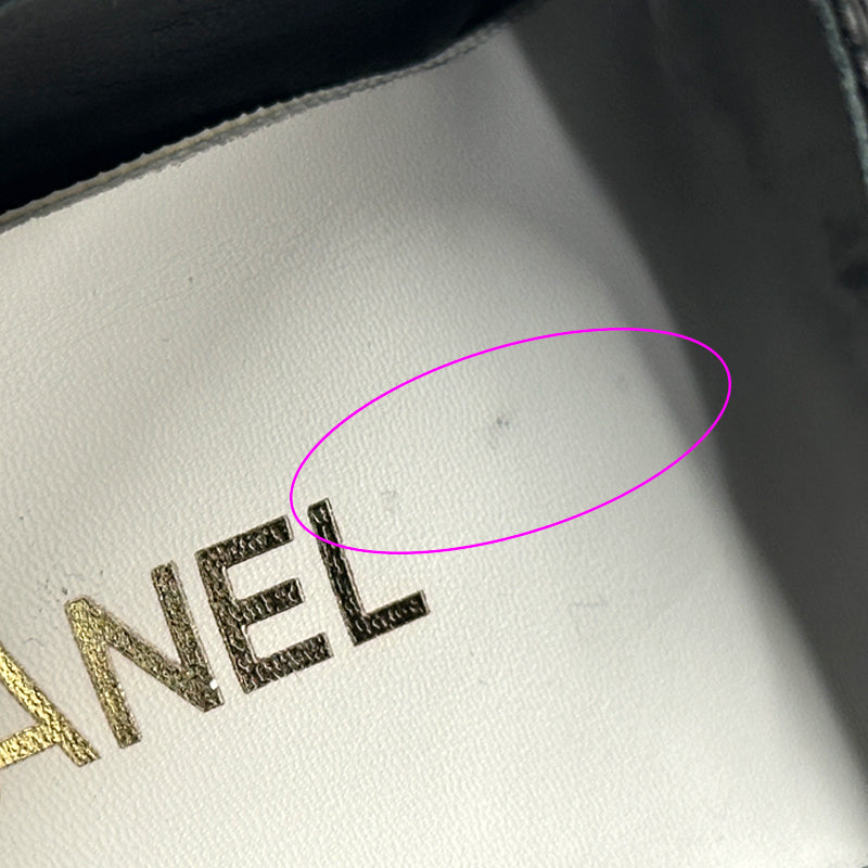 CHANEL シャネル スリッポン スニーカー マトラッセ 39 25cm ブラック ゴールド金具 レザー レディース 【中古】