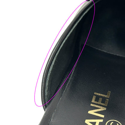CHANEL シャネル ミュール ボーイシャネル ブラック ゴールド金具 38 2/1 24.5cm レザー レディース 【中古】