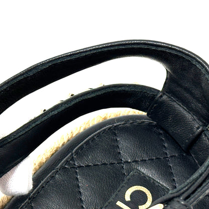 CHANEL シャネル トング サンダル ココマーク 39 25cm ブラック ゴールド金具 レザー レディース 【中古】