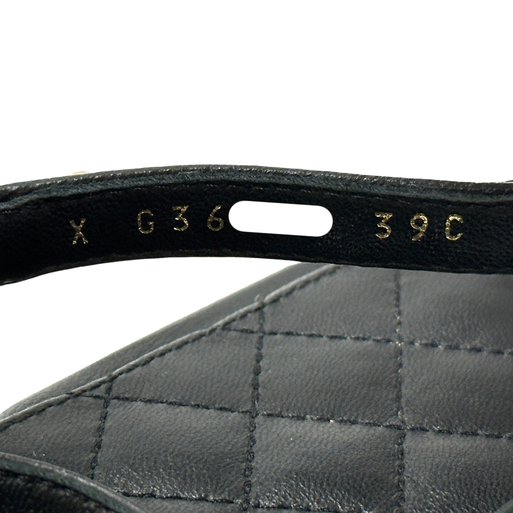 CHANEL シャネル トング サンダル ココマーク 39 25cm ブラック ゴールド金具 レザー レディース 【中古】