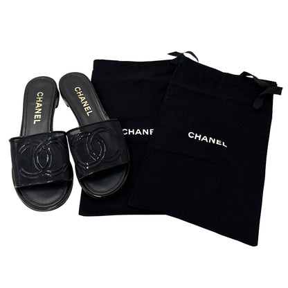 CHANEL シャネル サンダル ココマーク ブラック メッシュ 39 25cm レディース 【中古】