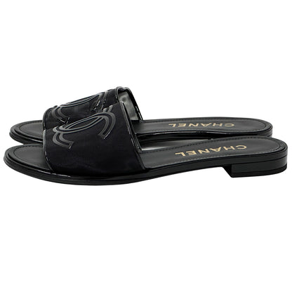 CHANEL シャネル サンダル ココマーク ブラック メッシュ 39 25cm レディース 【中古】