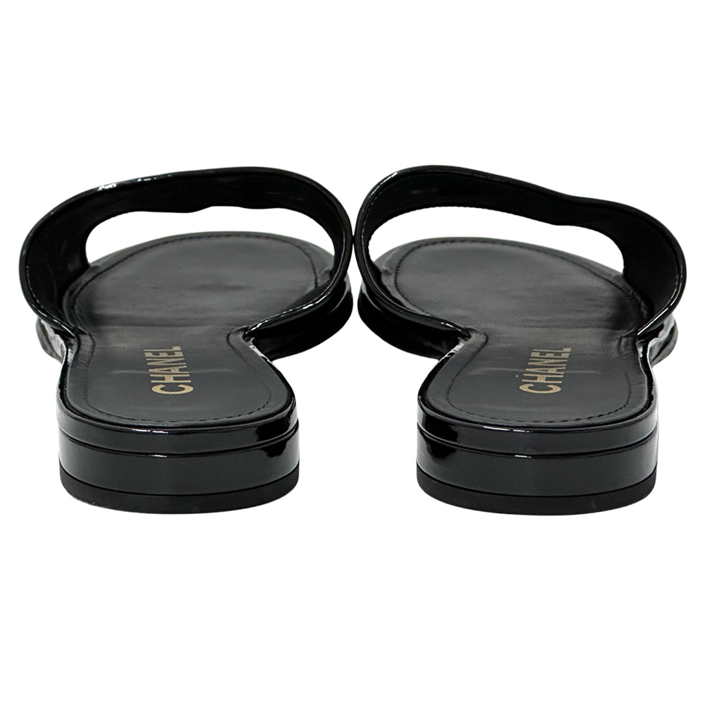 CHANEL シャネル サンダル ココマーク ブラック メッシュ 39 25cm レディース 【中古】