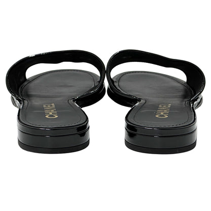 CHANEL シャネル サンダル ココマーク ブラック メッシュ 39 25cm レディース 【中古】
