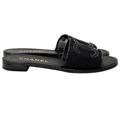CHANEL シャネル サンダル ココマーク ブラック メッシュ 39 25cm レディース 【中古】
