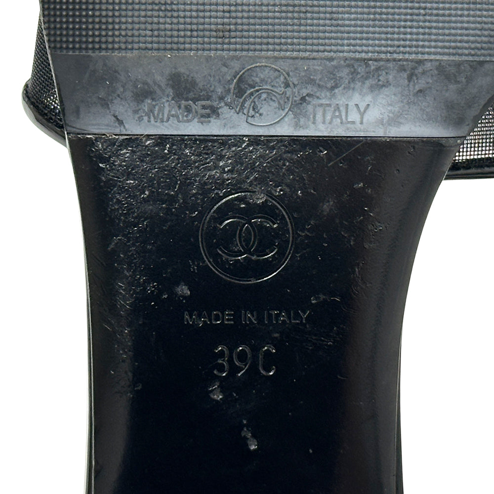 CHANEL シャネル サンダル ココマーク ブラック メッシュ 39 25cm レディース 【中古】