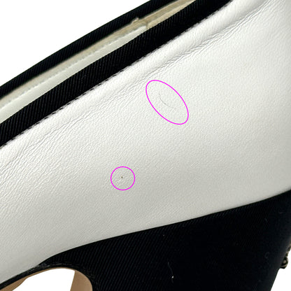 CHANEL シャネル パンプス ココマーク ホワイト ブラック 38 24.5cm グログラン レディース 【中古】