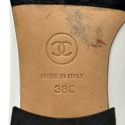 CHANEL シャネル パンプス ココマーク ホワイト ブラック 38 24.5cm グログラン レディース 【中古】