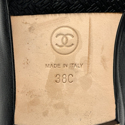 CHANEL シャネル ローファー アイコン ブラック ゴールド金具 38 24.5cm レザー レディース 【中古】