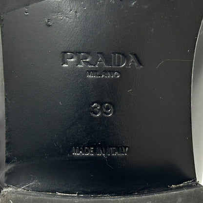 PRADA プラダ ローファー トライアングルロゴ ブラック 39 25cm レザー レディース 【中古】