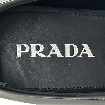 PRADA プラダ ローファー トライアングルロゴ ブラック 39 25cm レザー レディース 【中古】