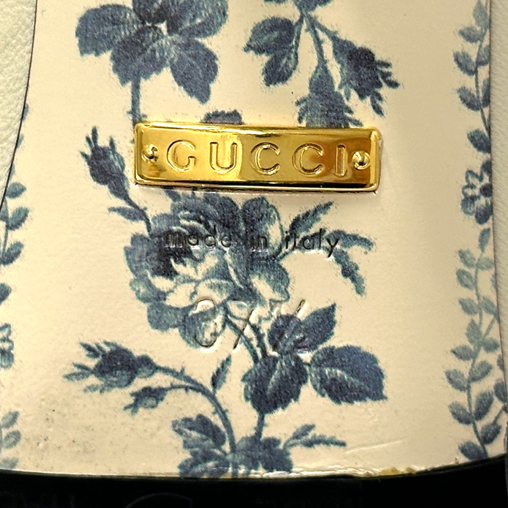 GUCCI グッチ ボウ ミュール シェリー 37 2/1 24.5cm アイボリー ブラック 519569 レザー レディース 【中古】