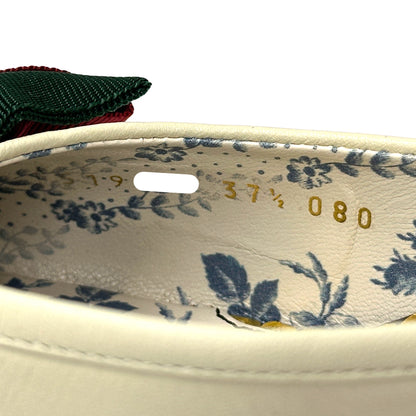GUCCI グッチ ボウ ミュール シェリー 37 2/1 24.5cm アイボリー ブラック 519569 レザー レディース 【中古】